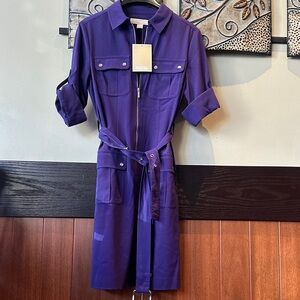 Michael Kors Deep Purple Belted Dress